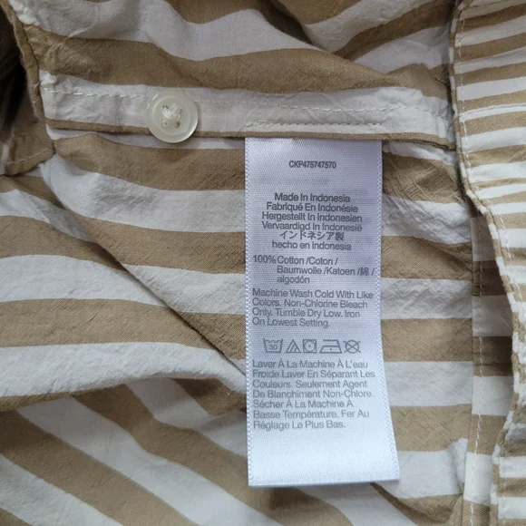 Madewell Tan White 2 in 1 Oversized Striped 100% Cotton Shirt Size S - Picture 14 of 15